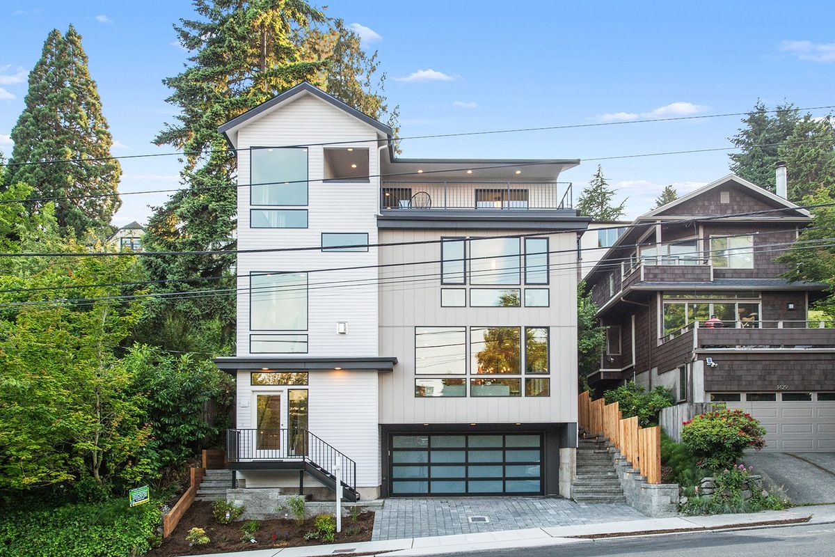 Three-story Madrona home on a sloped street
