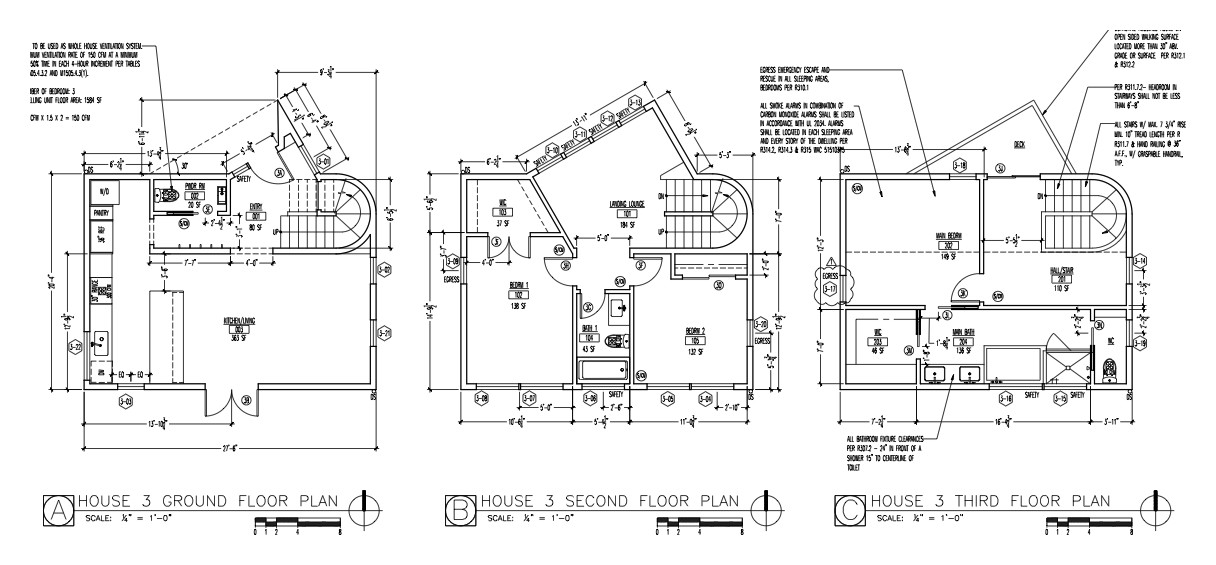 House 3 floor plans for Semaphore Houses