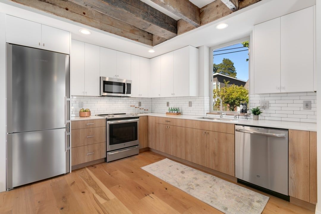 Kitchen with white oak cabinets